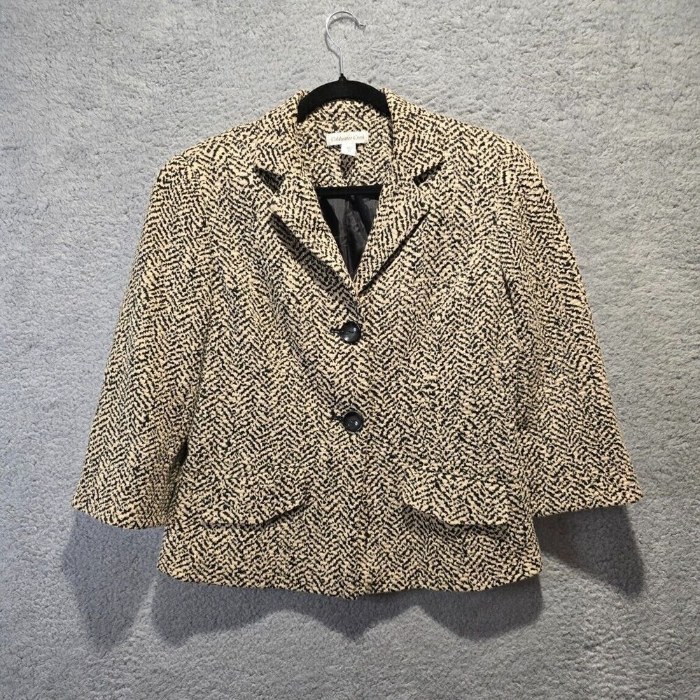 Coldwater Creek Work‎ Blazer Jacket 10 Beige Black Office Siren Corpcore Preppy
